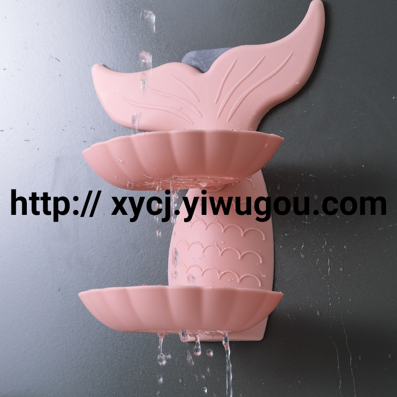 Goldfish double-layer soap box, transparent wall-mounted soap rack, draining bathroom, no need for drilling soap rack Application Scenario