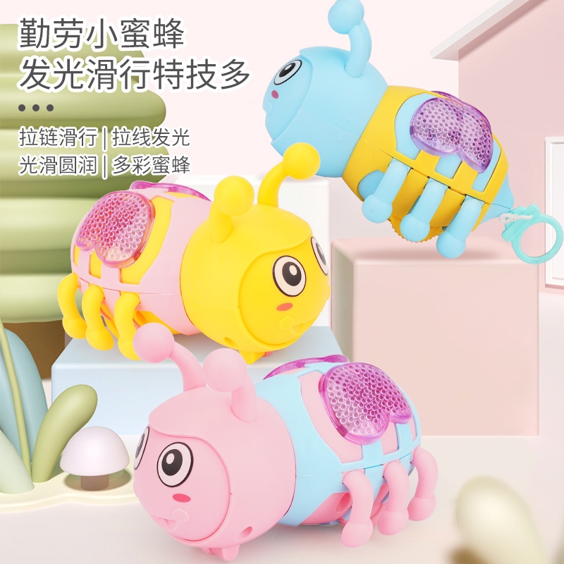 Spring toy, drawstring, little bee, glowing, new and unique baby gift, children's creative small toy factory direct sales full figure