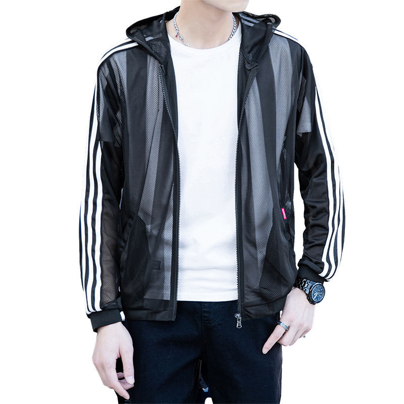 Cross-border 2021 Summer New sun-protective clothing, men's transparent skin coat, striped trendy coat, Amazon AliExpress Item Picture