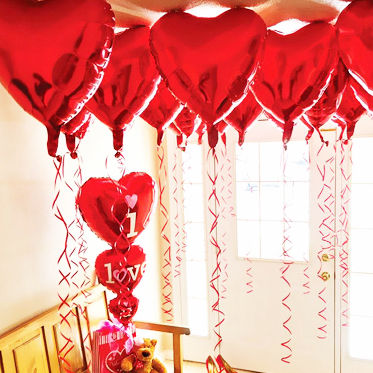 "Internet celebrity heart-shaped aluminum film wedding balloons, girlish photo props, helium float air ball set, scene decoration. Specification image