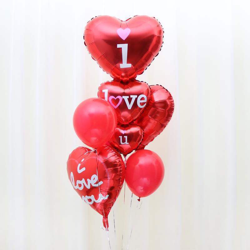 "Internet celebrity heart-shaped aluminum film wedding balloons, girlish photo props, helium float air ball set, scene decoration. details Picture