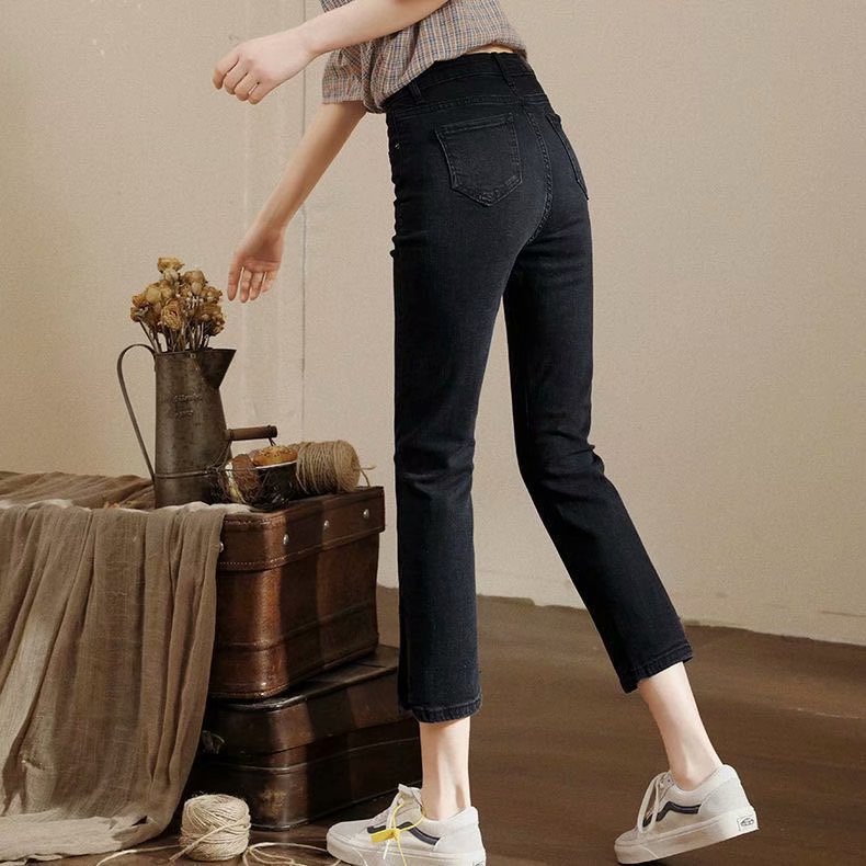 Split jeans for women's straight-leg loose summer 2021 new style high-waisted slimming 9-inch wide-leg cigarette pants are trendy Specification image