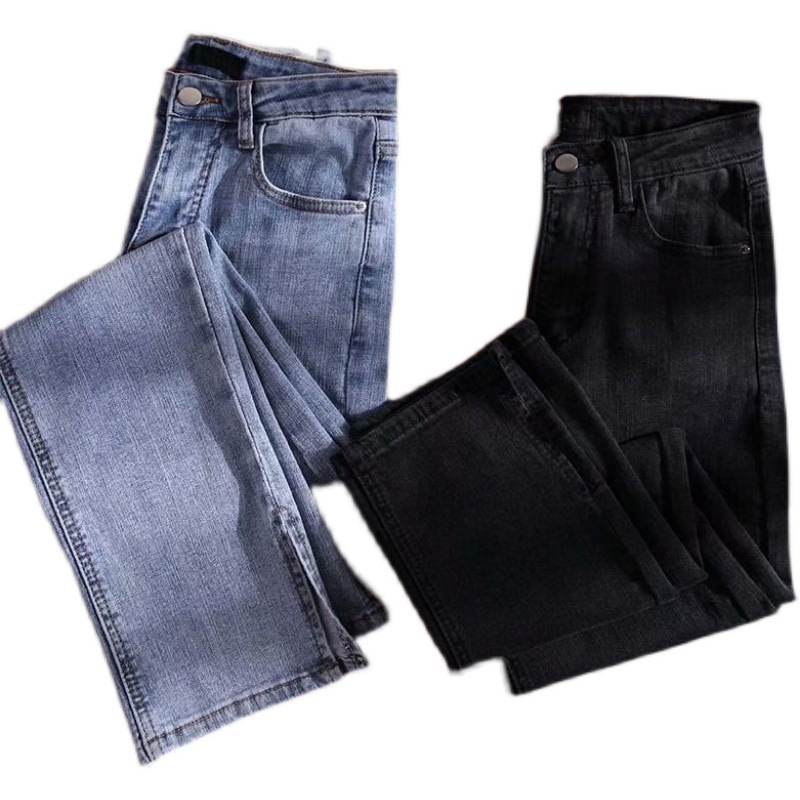 Split jeans for women's straight-leg loose summer 2021 new style high-waisted slimming 9-inch wide-leg cigarette pants are trendy Item Picture