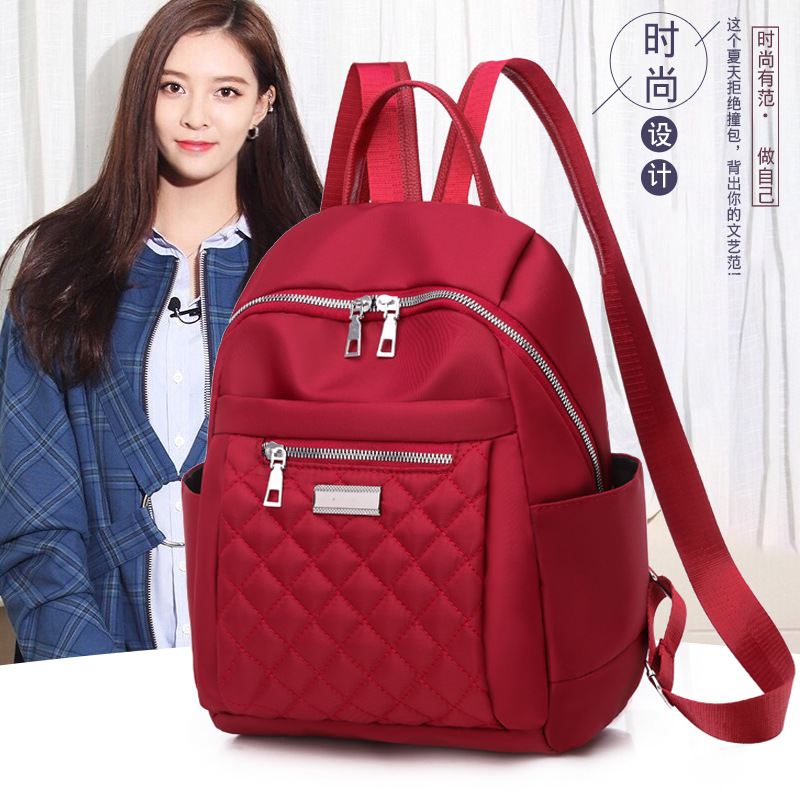 Denim backpacks for women, versatile and fashionable canvas travel small backpacks, casual nylon schoolbags for junior and senior high school students details Picture