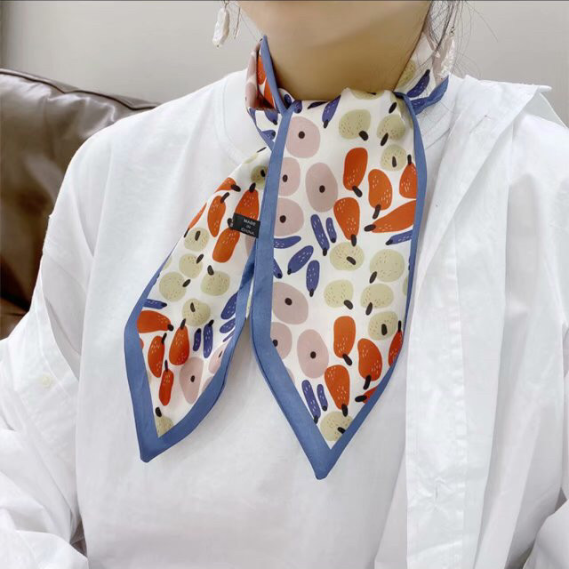 Satin 10*90 pointed silk scarf, double-layer scarf, hair band, bag towel, ins online bestseller in stock