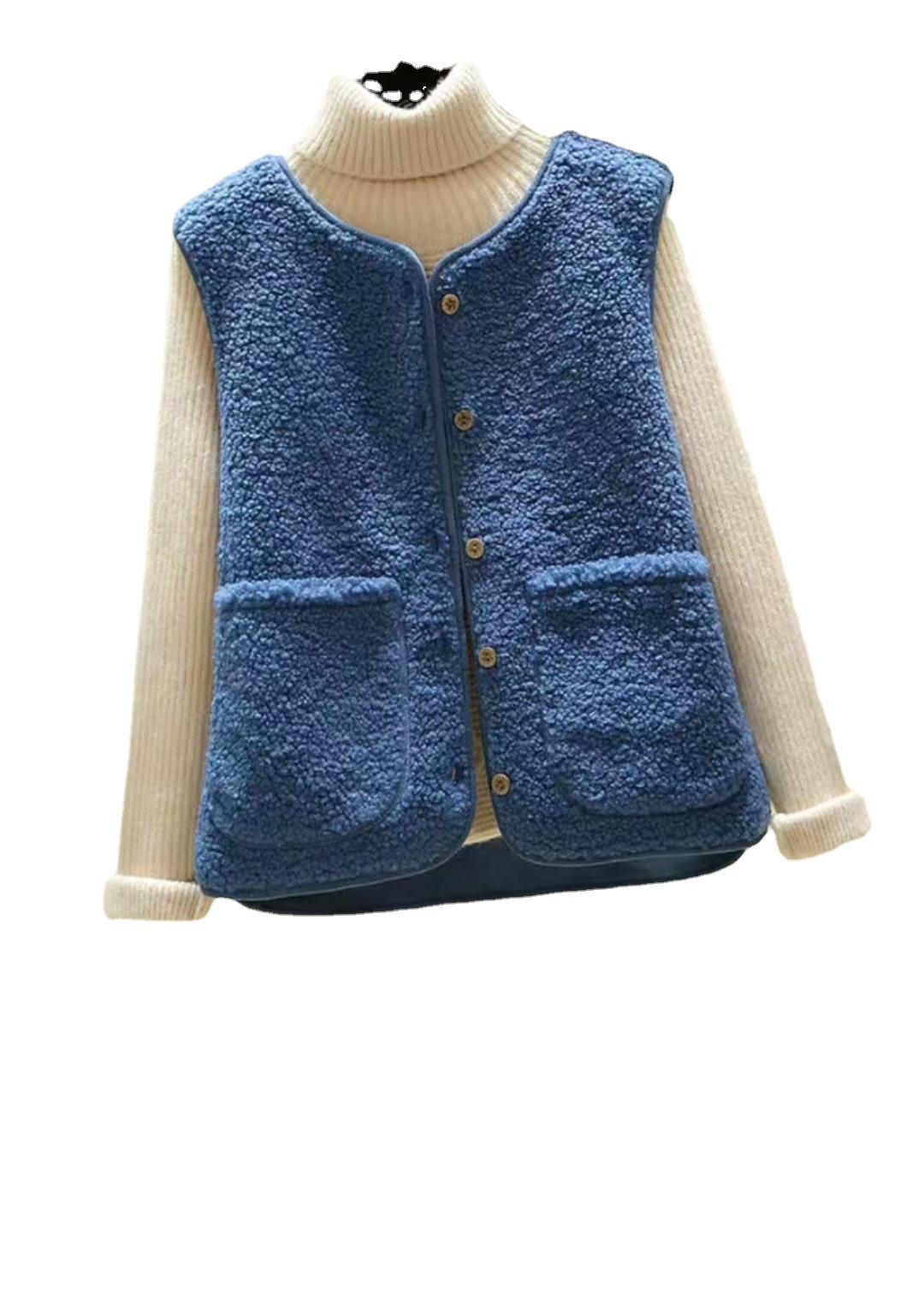 New Product 21: Lambskin vest and fur one-piece wide coat for women, Korean version autumn and winter short vest and waistcoat for women Item Picture