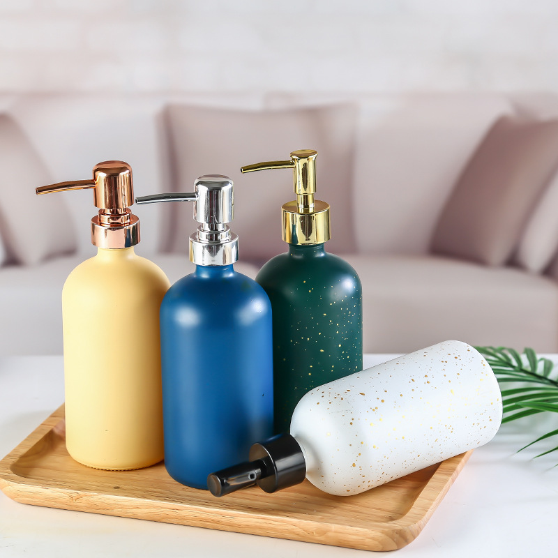 Press Hand Sanitizer Dispenser Bottle Glass Hand Sanitizer Bottle Cosmetics Bottle Porcelain Spray Paint Hand Sanitizer Bottle Customized full figure