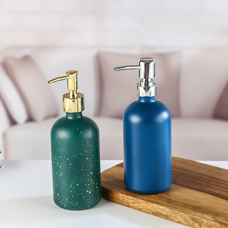 Press Hand Sanitizer Dispenser Bottle Glass Hand Sanitizer Bottle Cosmetics Bottle Porcelain Spray Paint Hand Sanitizer Bottle Customized Specification drawing