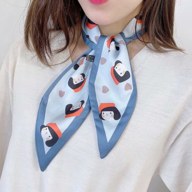 Spring New Korean version satin bag style 10*90 pointed corner scarf, headband, bag and towel in stock Item Picture