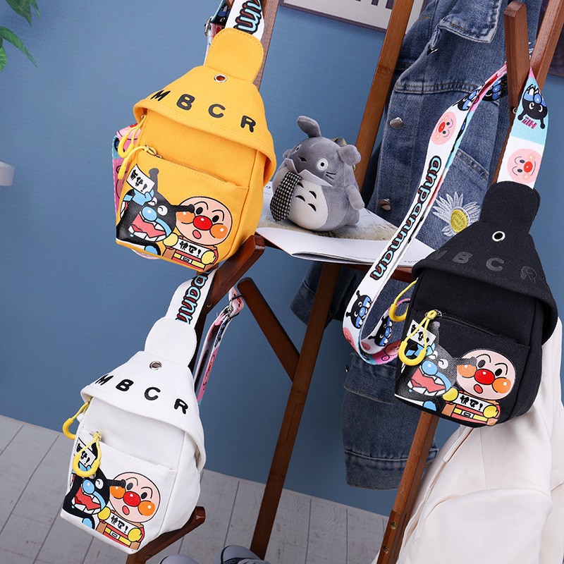 2021 new stylish ins casual Korean-style waist bag, crossbody bag, chest bag, cartoon cute crossbody canvas small bag Specification image