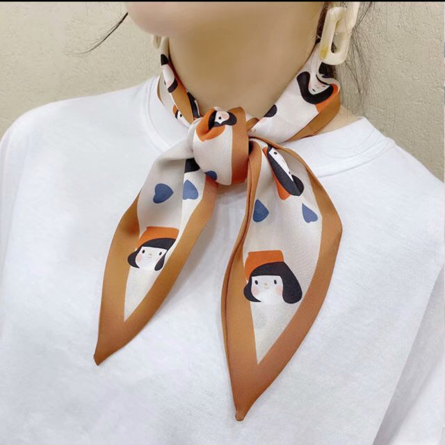 Spring New Korean version satin bag style 10*90 pointed corner scarf, headband, bag and towel in stock details Picture