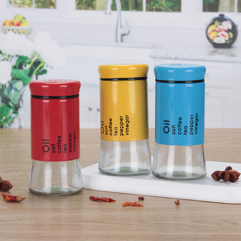 Kitchen Supplies Glass Seasoning Jar Stainless Steel Seasoning Bottle Household Sprinkling Bottle Cumin Seasoning Jar Seasoning Bottle Custom Specification drawing