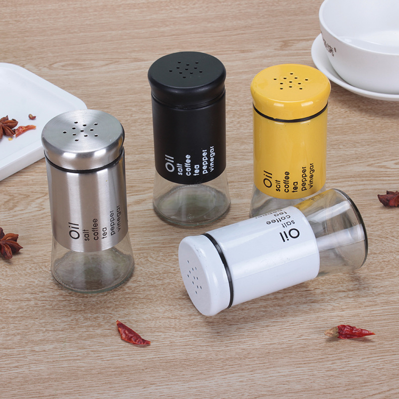 Kitchen Supplies Glass Seasoning Jar Stainless Steel Seasoning Bottle Household Sprinkling Bottle Cumin Seasoning Jar Seasoning Bottle Custom details Picture
