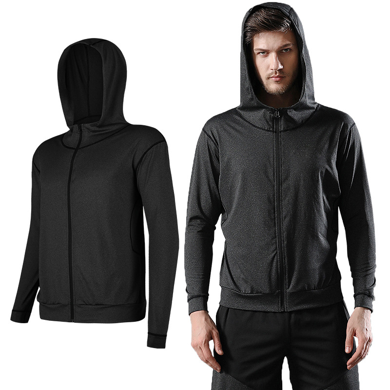 Sportswear, men's running fitness wear, jacket, short-sleeved, quick-drying sportswear, zipper [customizable logo] Item Picture