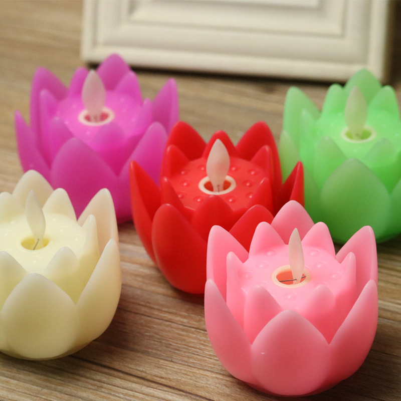 Swinging lotus candles, simulated candles, Buddha offering props, candles, decorative handicrafts and ornaments details Picture