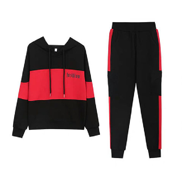 Fleece and thickened new autumn and winter running sportswear set for women, casual loose hooded sweatshirt, large size two-piece set Item Picture