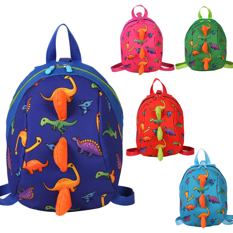 Factory wholesale cross-border little dinosaur backpacks for boys and girls, baby kindergarten schoolbags, children's anti-wandering bags