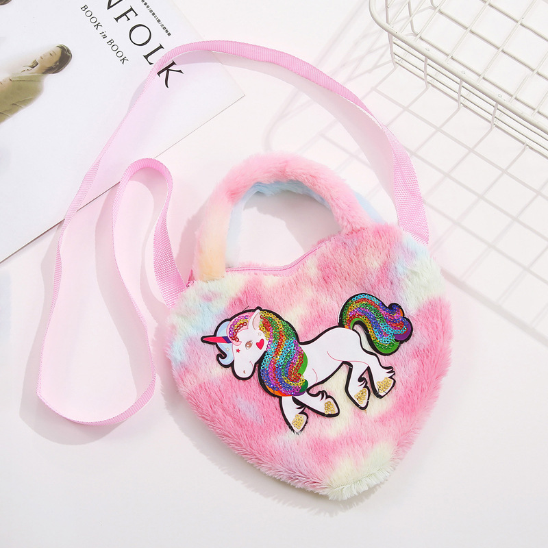 Children's bags, women's crossbody single-shoulder bags, cartoon plush unicorn bags, single-shoulder girls' bags, cute handbags Application Scenario