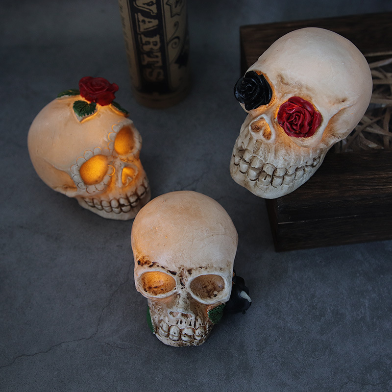 Halloween skull lantern, Ghost Festival resin skull figurine, LED electronic candle Application Scenario
