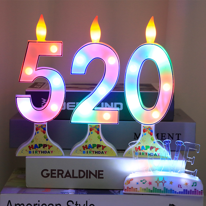 Colorful light digital shaped lamps, birthday candle lamps, led lamps, decorative handicrafts and ornaments details Picture
