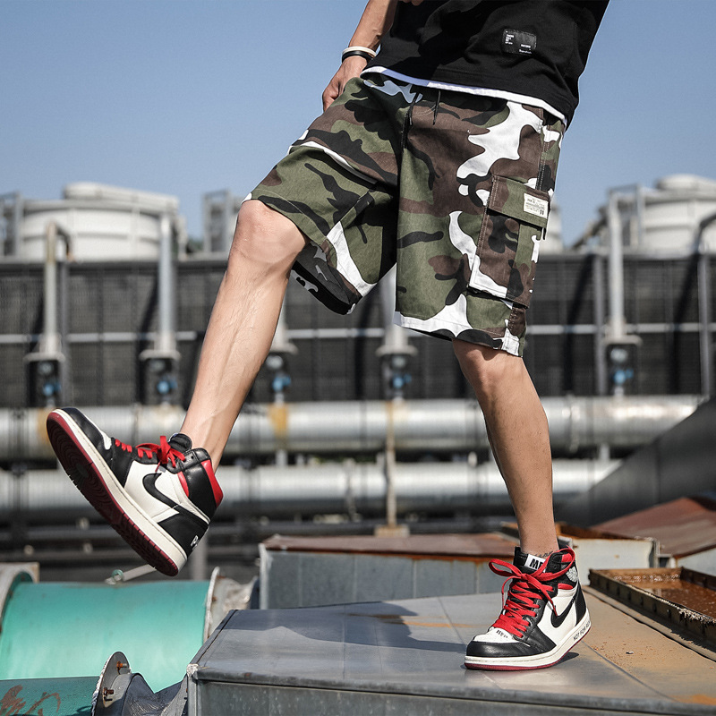 Men's summer Korean style trendy loose camouflage capri pants, sporty capri pants, trendy casual workwear pants Application Scenario