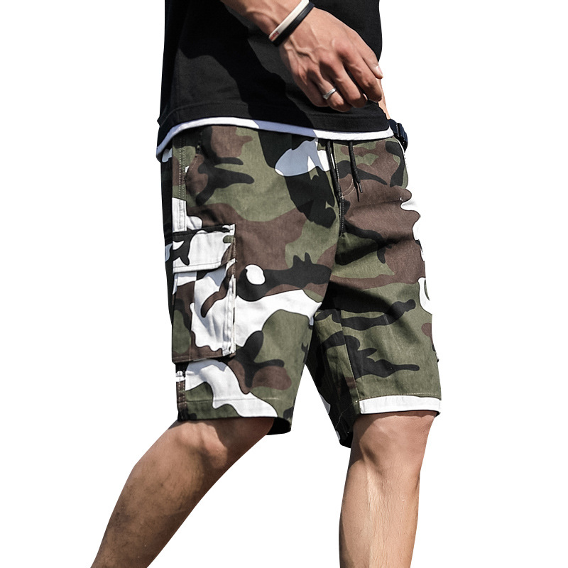 Men's summer Korean style trendy loose camouflage capri pants, sporty capri pants, trendy casual workwear pants Item Picture