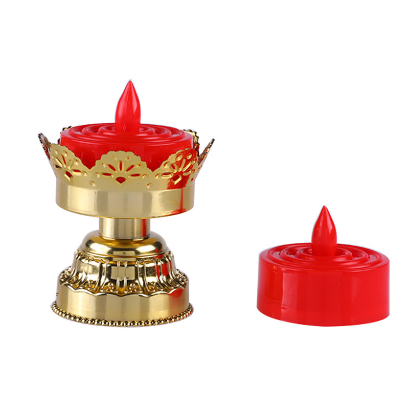 Electronic candle lamp for Buddha offering, smokeless LED simulation battery, safety candle, decorative handicrafts and ornaments details Picture