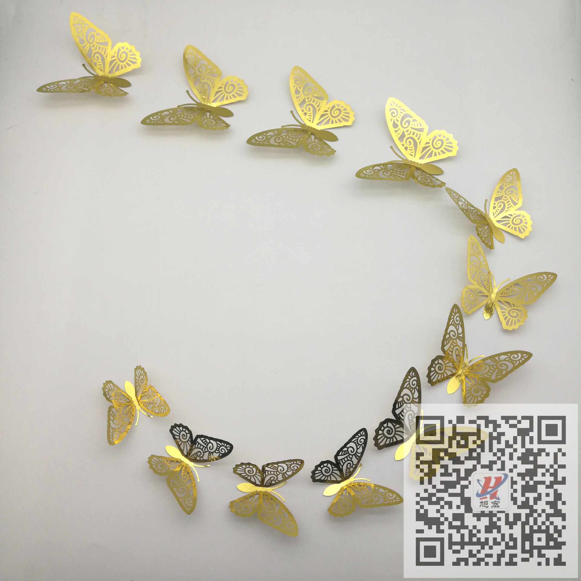 HD Hollowed-out multi-layered three-dimensional butterfly metal anti-real butterfly three-dimensional refrigerator sticker Hollowed-out cardstock butterfly details Picture