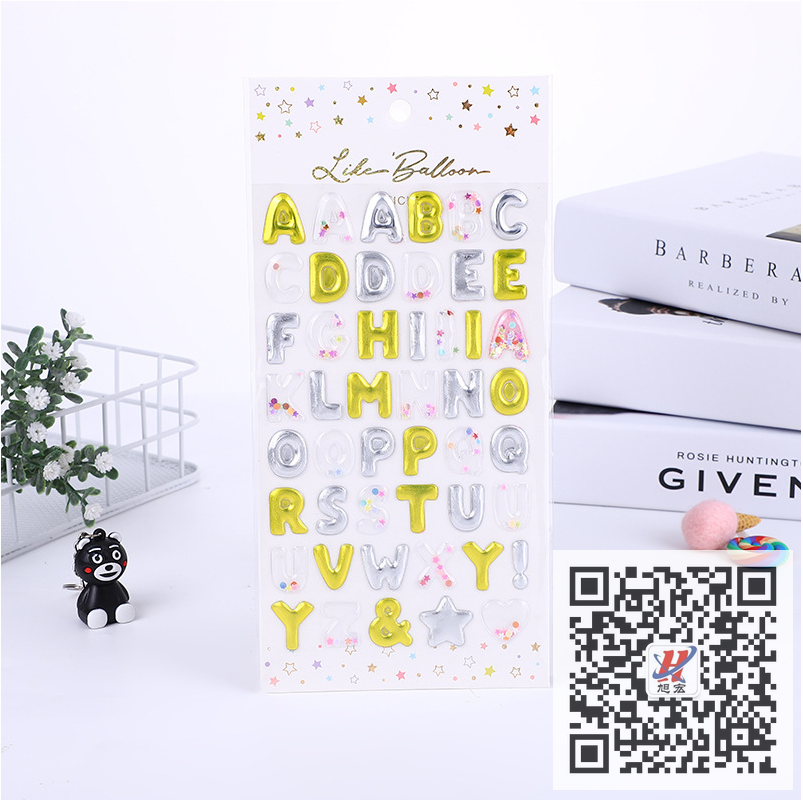 New alphanumeric shiny Shake sticker, girl 3D Reward crystal, 3D gold customization Item Picture