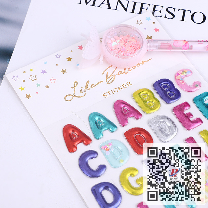 New alphanumeric shiny Shake sticker, girl 3D Reward crystal, 3D gold customization
