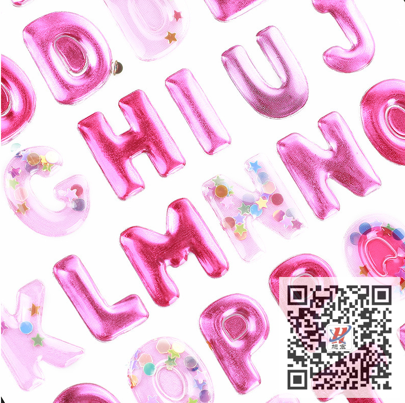 New alphanumeric shiny Shake sticker, girl 3D Reward crystal, 3D gold customization details Picture
