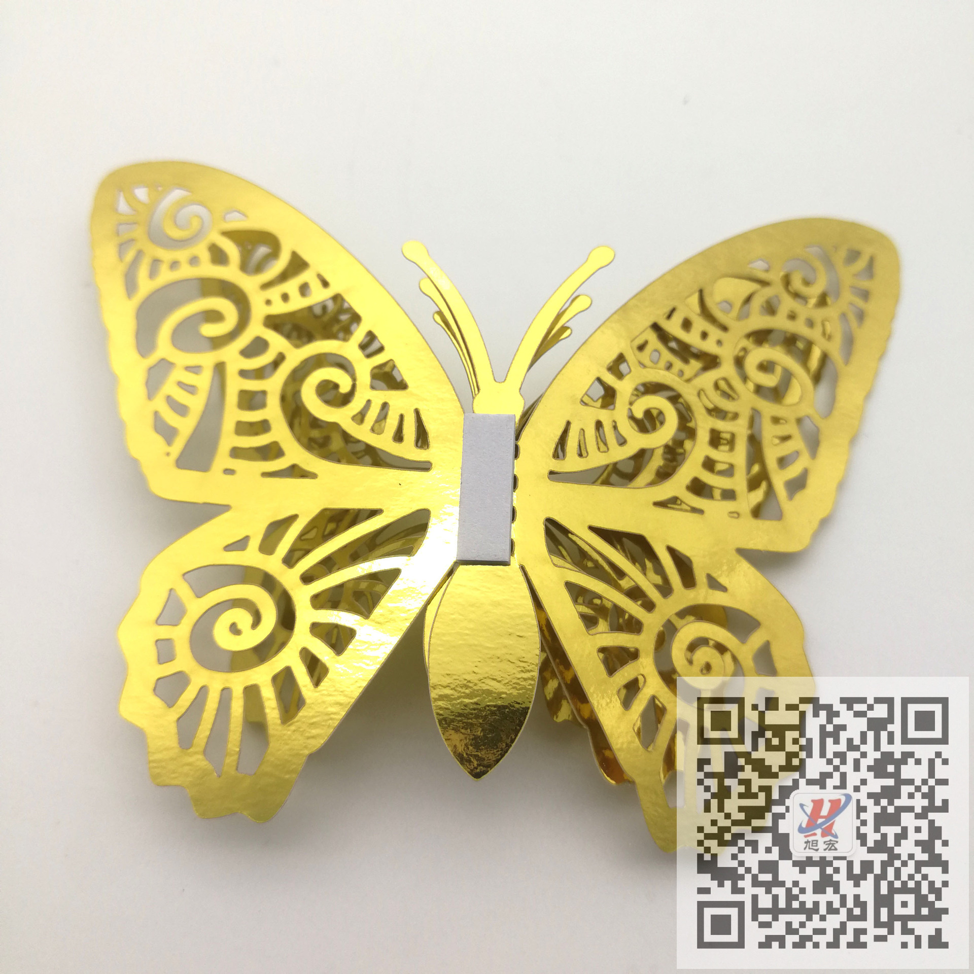 HD Hollowed-out multi-layered three-dimensional butterfly metal anti-real butterfly three-dimensional refrigerator sticker Hollowed-out cardstock butterfly Item Picture