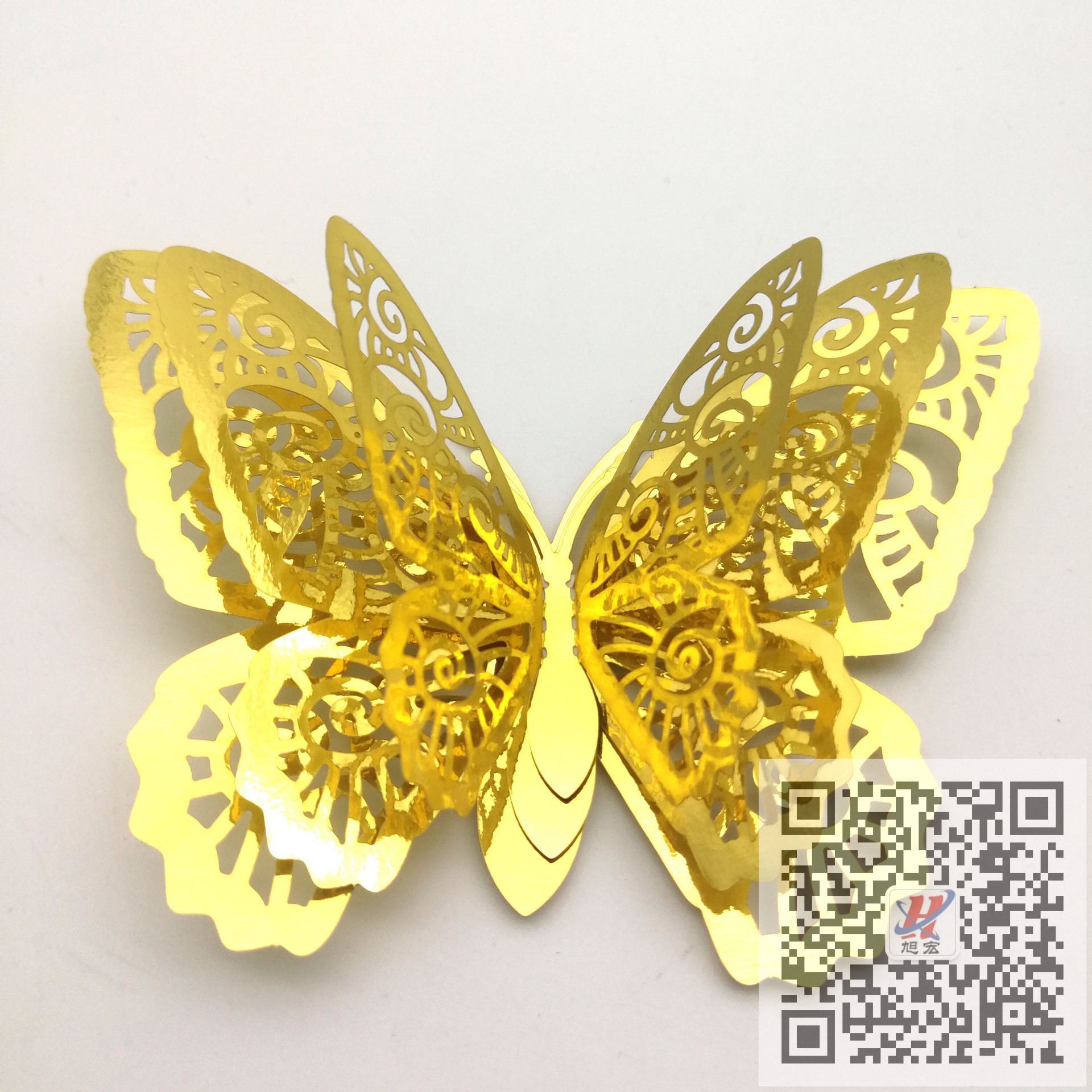 HD Hollowed-out multi-layered three-dimensional butterfly metal anti-real butterfly three-dimensional refrigerator sticker Hollowed-out cardstock butterfly Application Scenario
