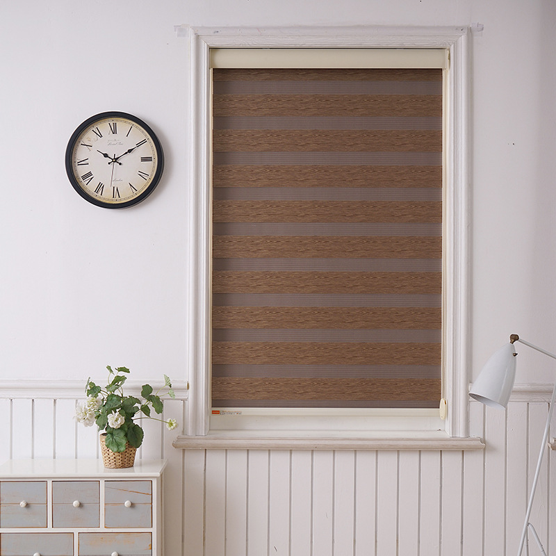 Full shading wood jacquard soft curtain custom shutter curtain office bedroom bathroom double day and night curtain rolling curtain details Picture