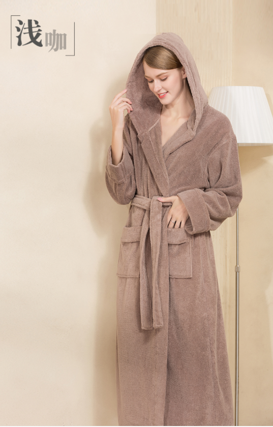 ورداء اغتسال سميك جدا، ورداء اغتسال ذو قبعات، وقبعة، ورجل ثياب نوم دافئ، الخريف والشتاء details Picture