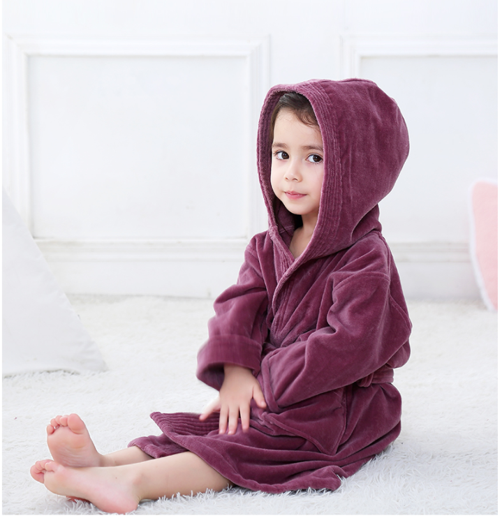 Albornoz infantil categoría A algodón cortante toalla material engrosado con capucha para niños y niñas albornoz absorbente toalla de baño usable cuatro estaciones details Picture