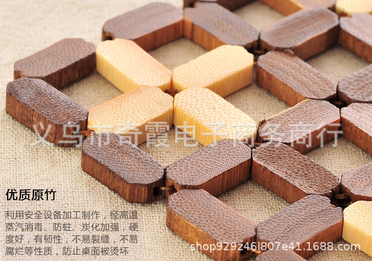Bamboo placemats, heat insulation pads, square tableware, plates, table MATS, plate MATS, anti-heat pads, pot MATS, bowl MATS, table MATS Item Picture
