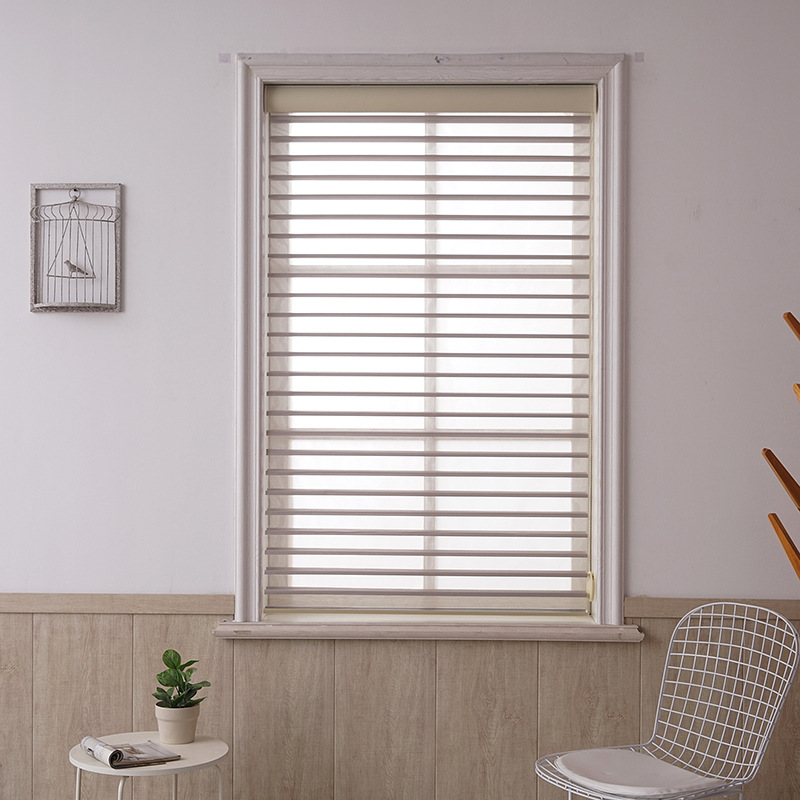 Shangri-la shade soft gauze curtain shutter free punching bathroom office bedroom finished double roll curtain details Picture