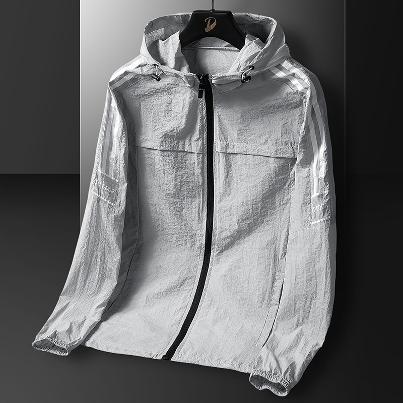 Sun protection clothing for men, ice silk trendy, ultra-thin, breathable, summer sports, UV protection, large-sized coat, skin care clothing for men, jacket for men details Picture