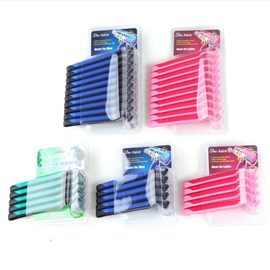 Disposable razor. Men's razor. Manual old fashioned razor. Portable travel razor thumbnail