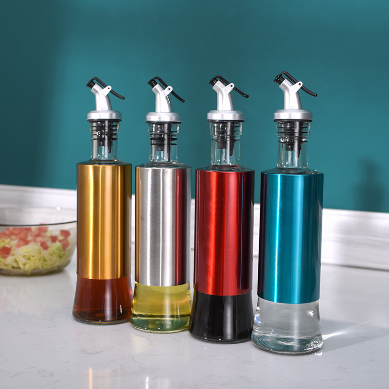 300 stainless steel oil bottle color seasoning bottle oil bottle soy sauce bottle vinegar bottle material bottle press switch material bottle