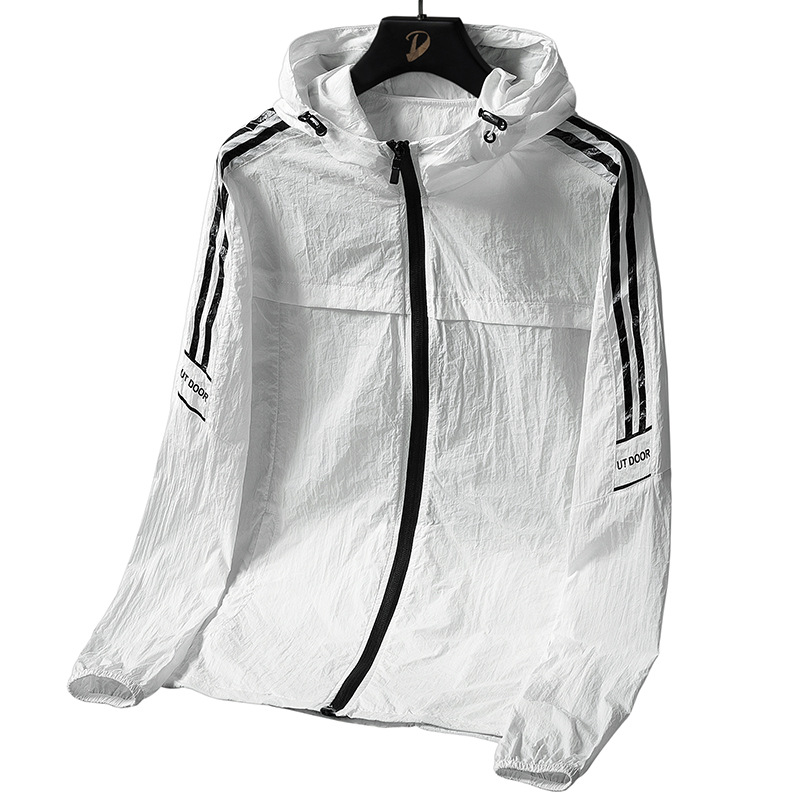 Sun protection clothing for men, ice silk trendy, ultra-thin, breathable, summer sports, UV protection, large-sized coat, skin care clothing for men, jacket for men Item Picture