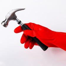80G网纹红色家用洗碗防水护手套耐酸碱手套工业手套天然乳胶手套
