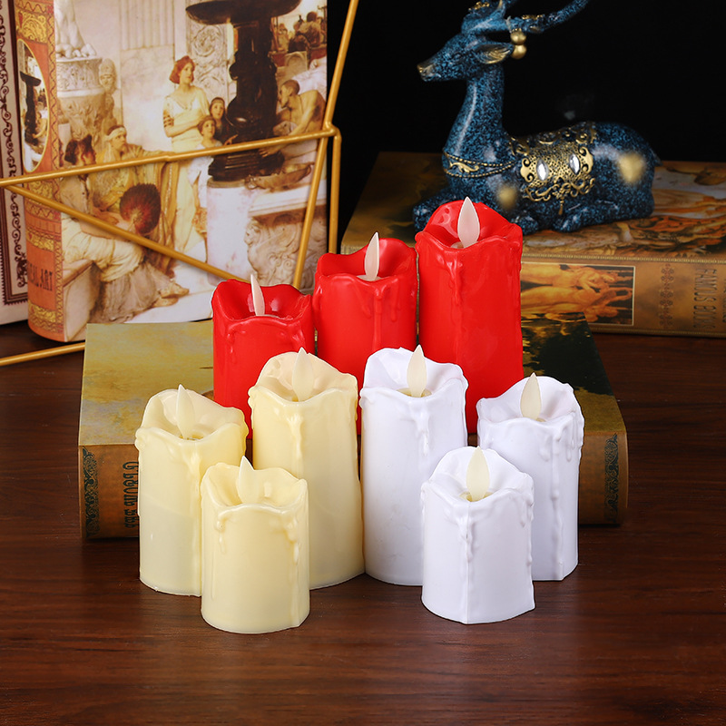 Plastic simulation candle lamp, led electronic candle, swinging teardrop surface decorative handicraft and display piece