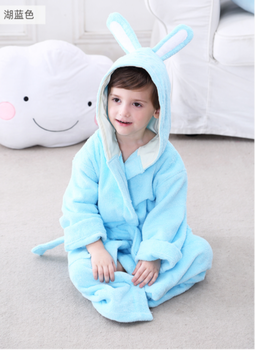 儿童浴袍睡袍毛圈男女宝宝大童亲子小孩浴衣卡通带帽四季款
