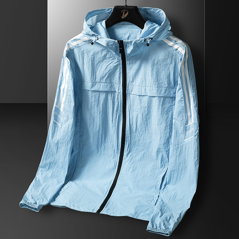 Sun protection clothing for men, ice silk trendy, ultra-thin, breathable, summer sports, UV protection, large-sized coat, skin care clothing for men, jacket for men Specification image