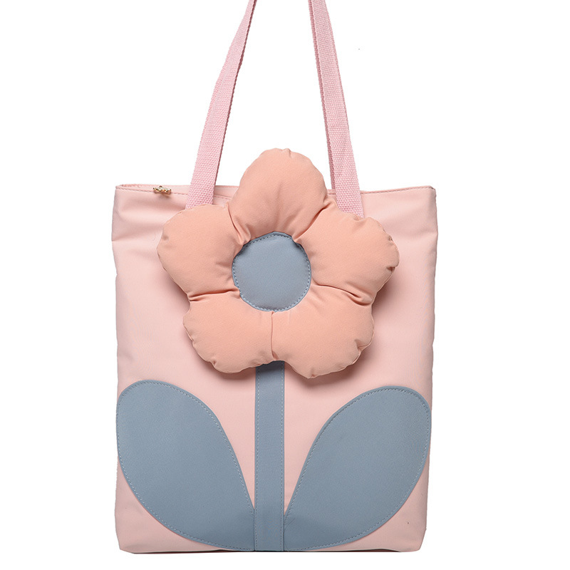 Cute flower bag for women 2021 new Korean style fashionable summer color-blocked single-shoulder large capacity student canvas bag, trendy Item Picture