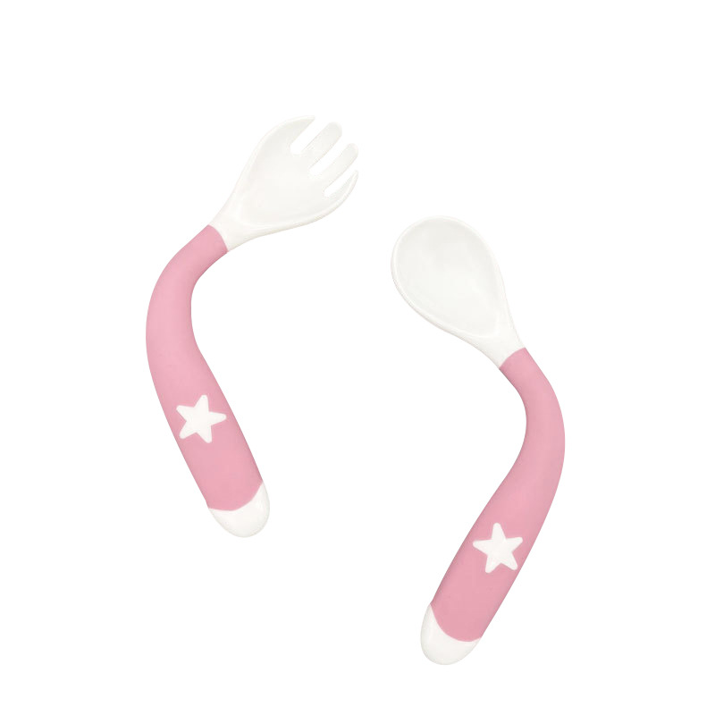 Baby twist spoon fork boxed children's cutlery baby flexable eating spoon fork set multicolor optional Item Picture