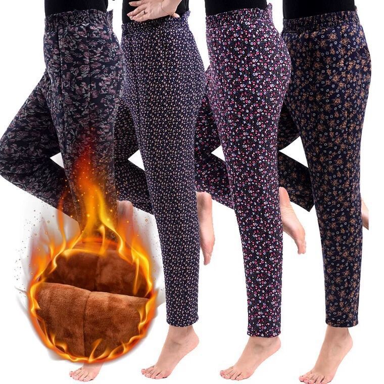Camel hair cotton pants for women, high-waisted and thickened with fleece, three-layer warm pants for the elderly, large-sized loose cotton pants for middle-aged and elderly people in winter details Picture