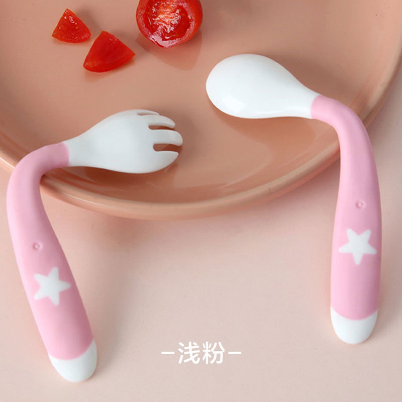 Baby twist spoon fork boxed children's cutlery baby flexable eating spoon fork set multicolor optional Specification drawing